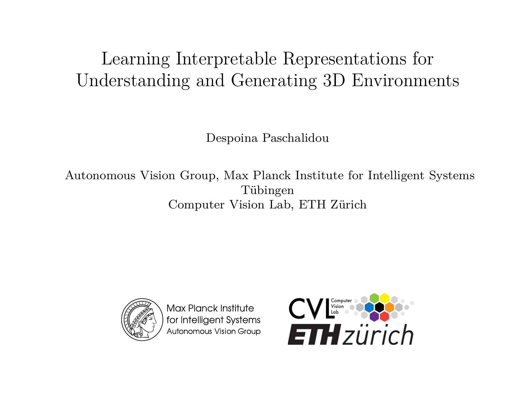 Learning Interpretable Representations for Understanding and Generating 3D Environments